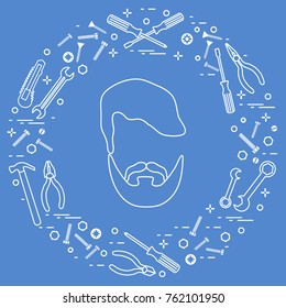 Male and different tools for building, construction and home repair. Design for banner and print.