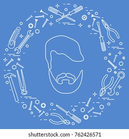 Male and different tools for building, construction and home repair. Design for banner and print.