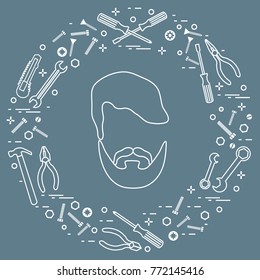 Male and different tools for building, construction and home repair. Design for banner and print.