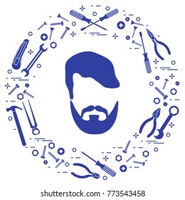 Male and different tools for building, construction and home repair. Design for banner and print.