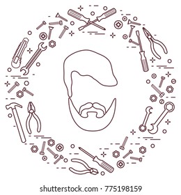 Male and different tools for building, construction and home repair. Design for banner and print.