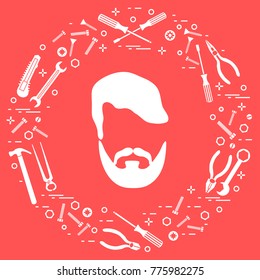 Male and different tools for building, construction and home repair. Design for banner and print.