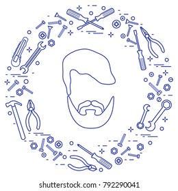 Male and different tools for building, construction and home repair. Design for banner and print.