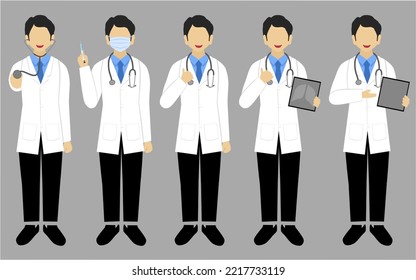 male doctor character illustration set