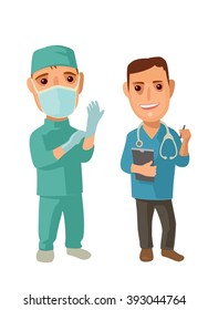 Male doctor character set. Isolated vector flat illustration on white background.