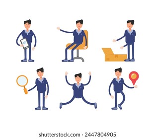 male doctor characters in different poses set vector illustration