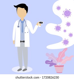 Male doctor is checking fever Patients with viral infections covid-19, Male doctor vector image