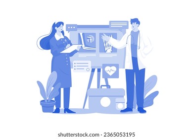 Male Doctor Discussing With A Female Intern