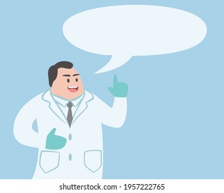 Male doctor with empty bubble qoute. hospital clinic health care service, Medical concept. vector illustration.