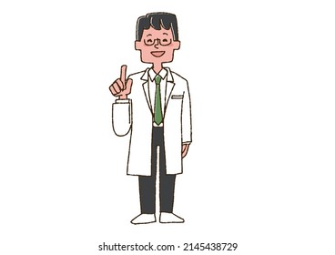  Male doctor explaining points Comical handwritten person Vector, color on line drawing