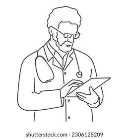 Male doctor. Hand drawn vector illustration.