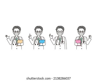 Male doctor. health care worker. An illustration.