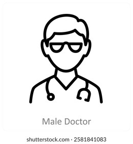 Male Doctor and healthcare icon concept