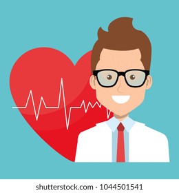 male doctor with heart cardio