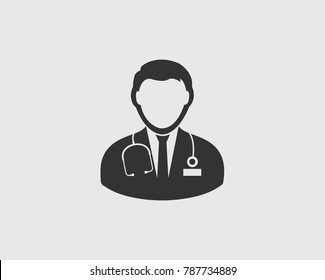 Male Doctor Icon on gray Background. 