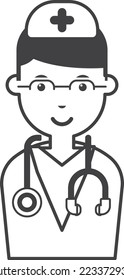 male doctor illustration in minimal style isolated on background