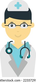 male doctor illustration in minimal style isolated on background