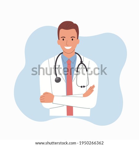Male doctor isolated. Vector flat style cartoon  illustration.