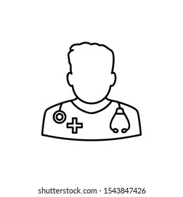 Male doctor line icon, physician outline vector logo illustration, linear pictogram isolated on white