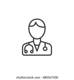 Male doctor line icon, physician outline vector logo illustration, linear pictogram isolated on white