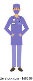 Male doctor on a white background. Medical consultation. Vector flat illustration.
