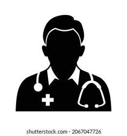 Male Doctor Person Profile Icon Vector Sign And Symbols On Trendy Design.