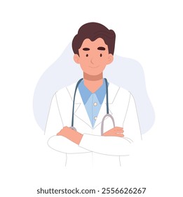 Male Doctor Portrait. Confident Medical Professional with Arms Crossed