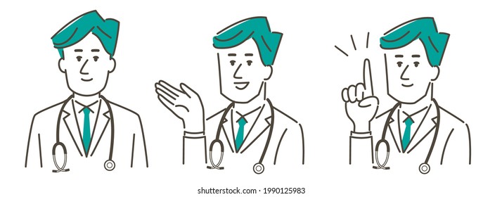 Male doctor pose illustration material set