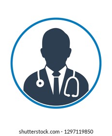 Male Doctor Profile Icon. Flat Style Vector EPS.