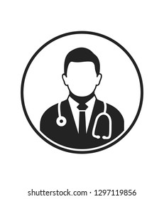 Male Doctor Profile Icon. Flat Style Vector EPS.