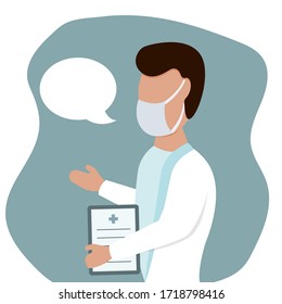 Male doctor in protective medical face mask