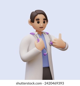 Male doctor smiling and showing thumbs up. Concept of successful treatment, medicine