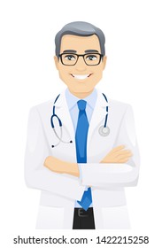 Male doctor standing with arms crossed isolated vector illustartion