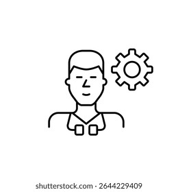 Male doctor with stethoscope. Doctor profile settings, medical system configuration, healthcare administration, diagnostic process control, treatment management tools. Pixel perfect, editable stroke v