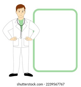 A male doctor, surgeon, dentist, veterinarian, white background with comment