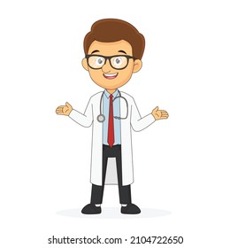 Male Doctor Vector Character with Case
