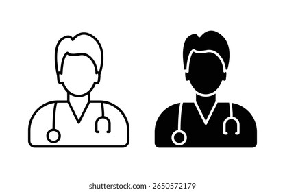male doctor vector icon set, Doctor Icon Vector with Male Patient Medical Consultation, doctor icon with stethoscope.