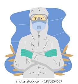 male doctor wear apd clothes. illustration vector flat design 