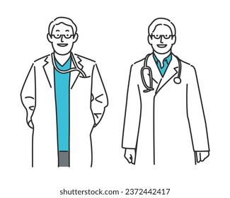 Male doctor wearing glasses, illustration of a male doctor
