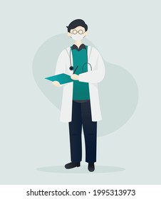 male doctor wearing a mask vector illustration