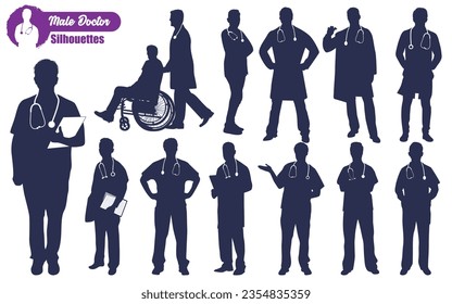 Médicos hombres Silhouettes Vector ilustración