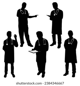 Male Doctors Silhouettes Vector illustration