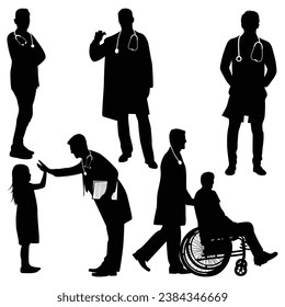 Male Doctors Silhouettes Vector illustration