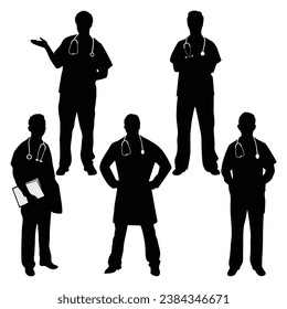 Médicos hombres Silhouettes Vector ilustración