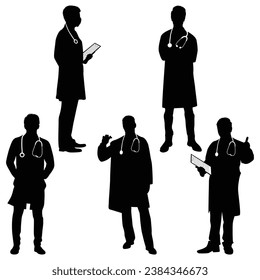 Male Doctors Silhouettes Vector illustration