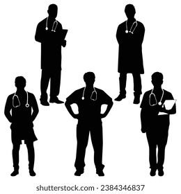 Male Doctors Silhouettes Vector illustration