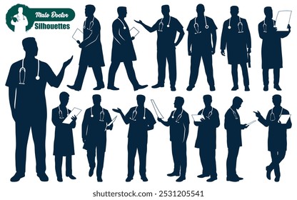 male Doctors Silhouettes Vector illustration