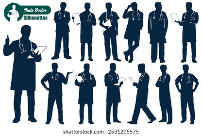 male Doctors Silhouettes Vector illustration