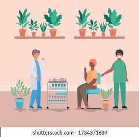 male doctors vaccinating man design of Medical care health and emergency theme Vector illustration