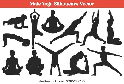 Male doing Yoga Silhouettes Vector  Collection